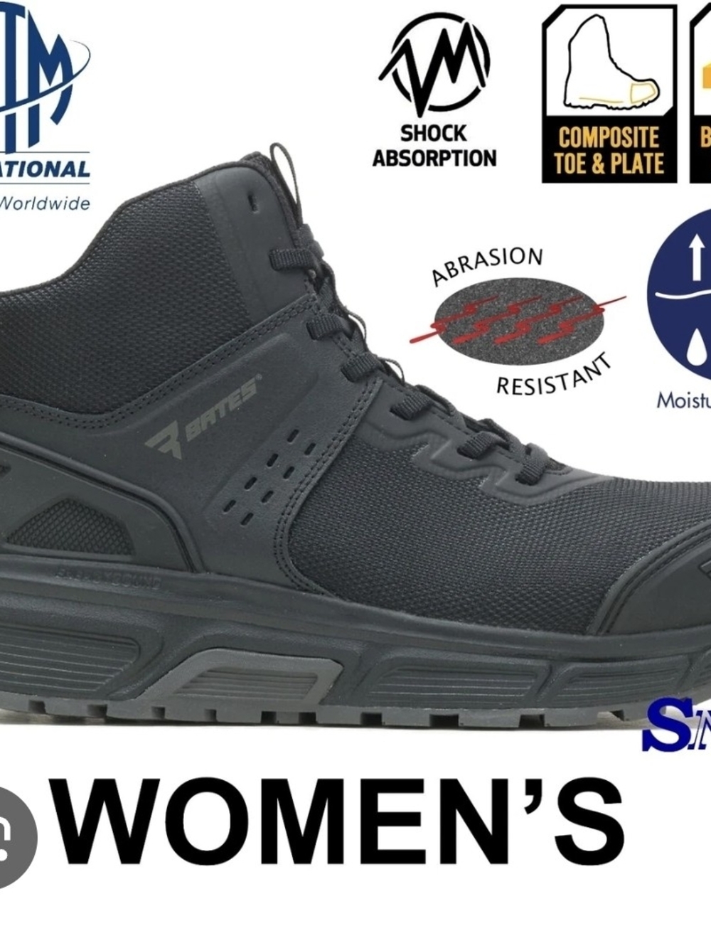 Bates Women's Black Slip-Resistant Work Sneaker